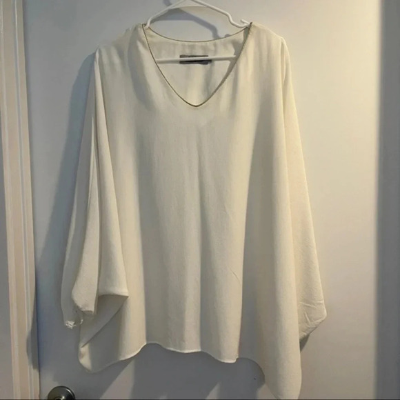 Top bat sleeves V neck gold edging It Hippie L white - Picture 1 of 4